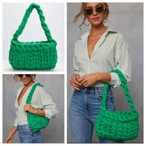 NEW Kelly Green Avenia Braided Shoulder Bag